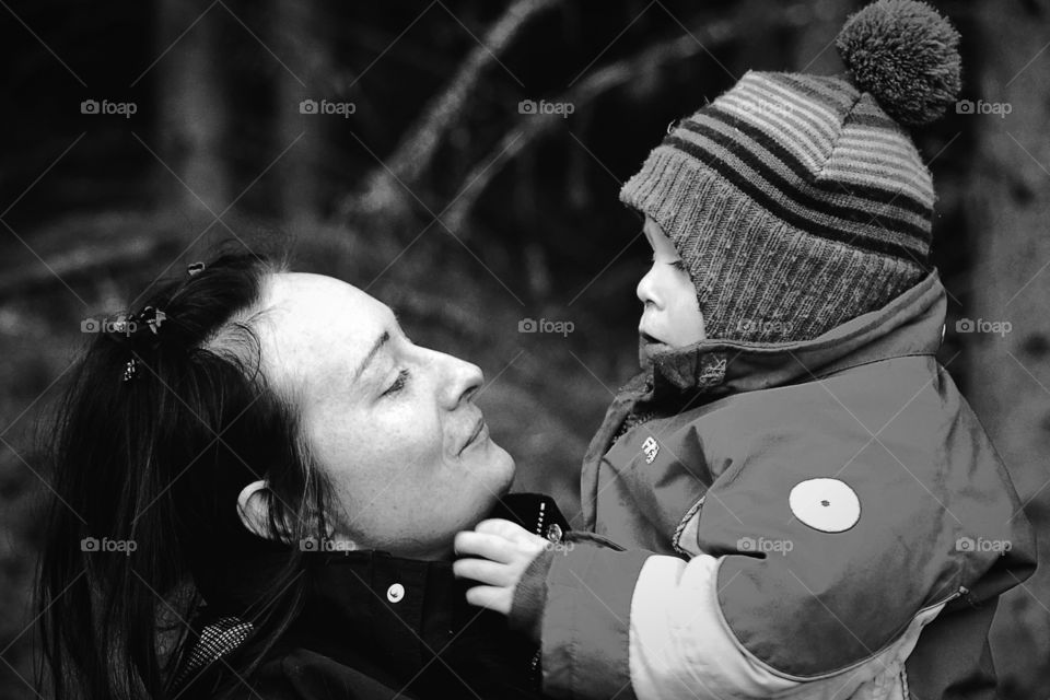 Mother and son in conversation