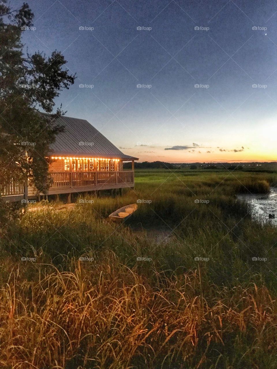 Creekside at sunset