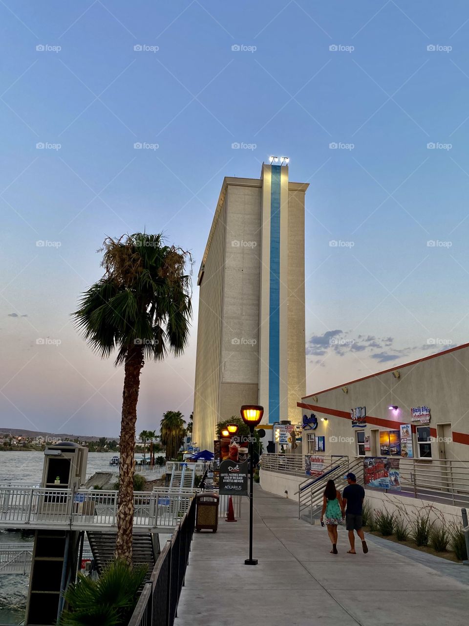 Sunset along the Laughlin Boardwalk in Laughlin Nevada 