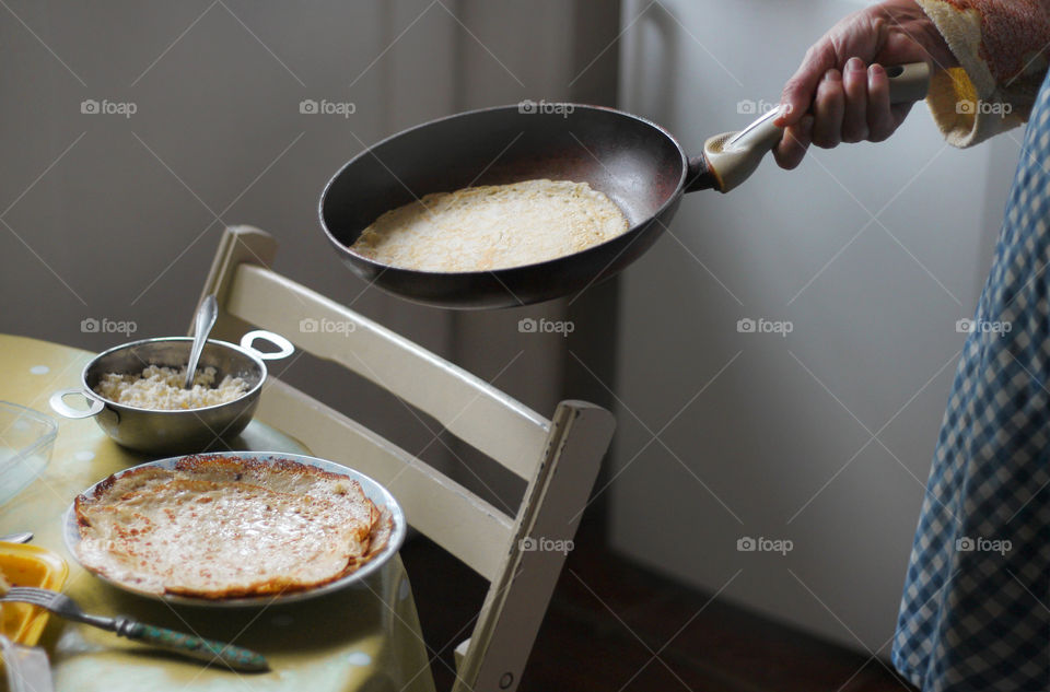 Making pancakes for breakfast