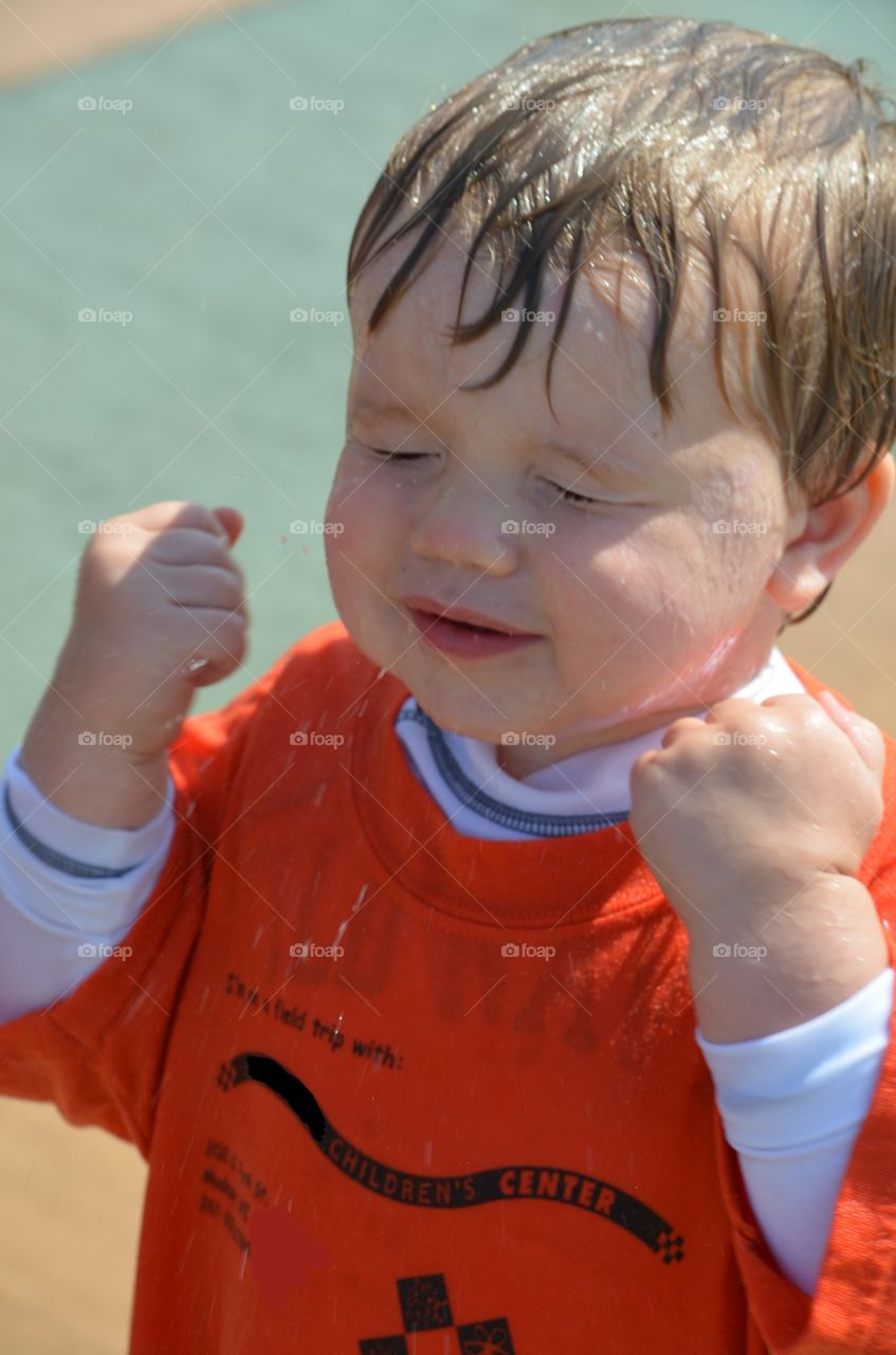 Close-up of a wet boy