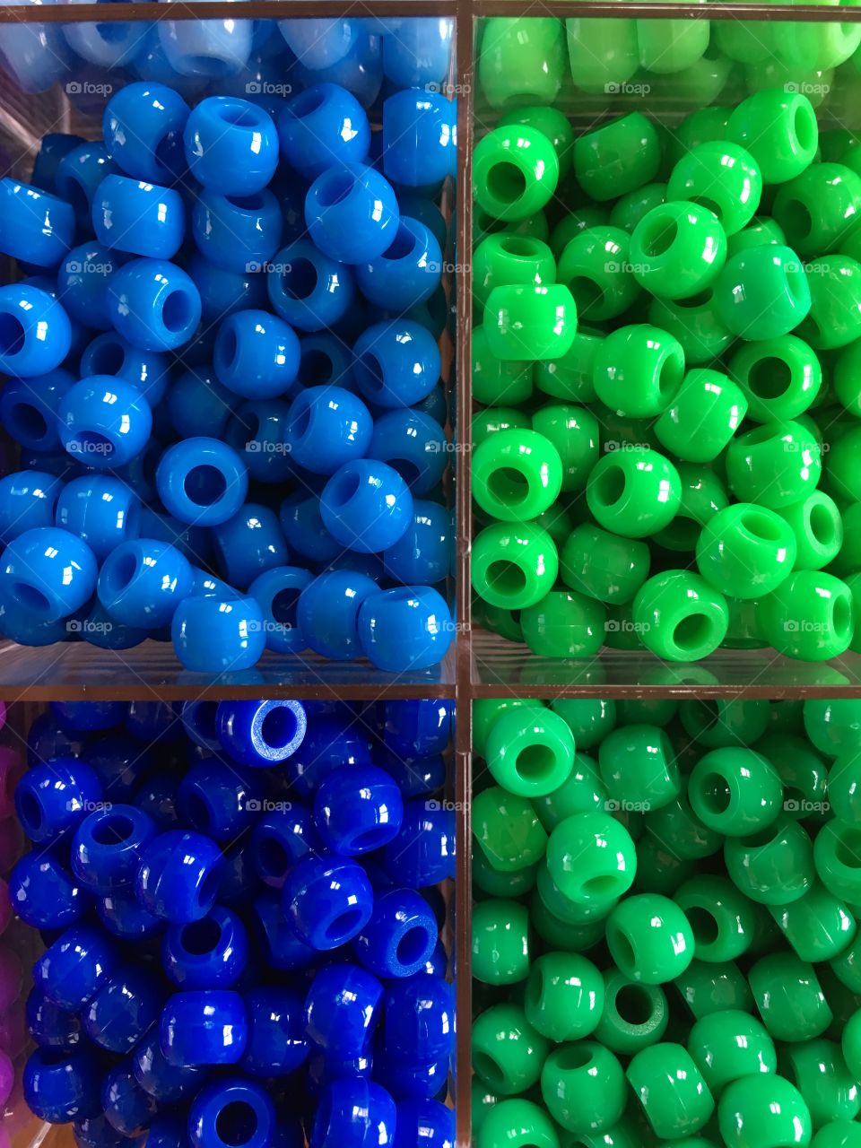 Blue and green craft beads