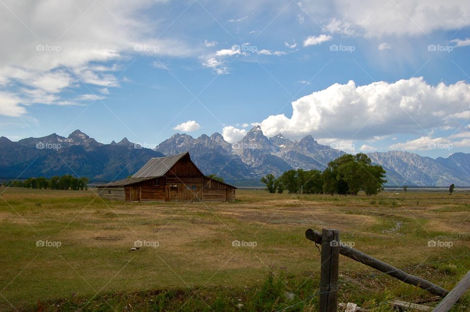 Barn And Mountains