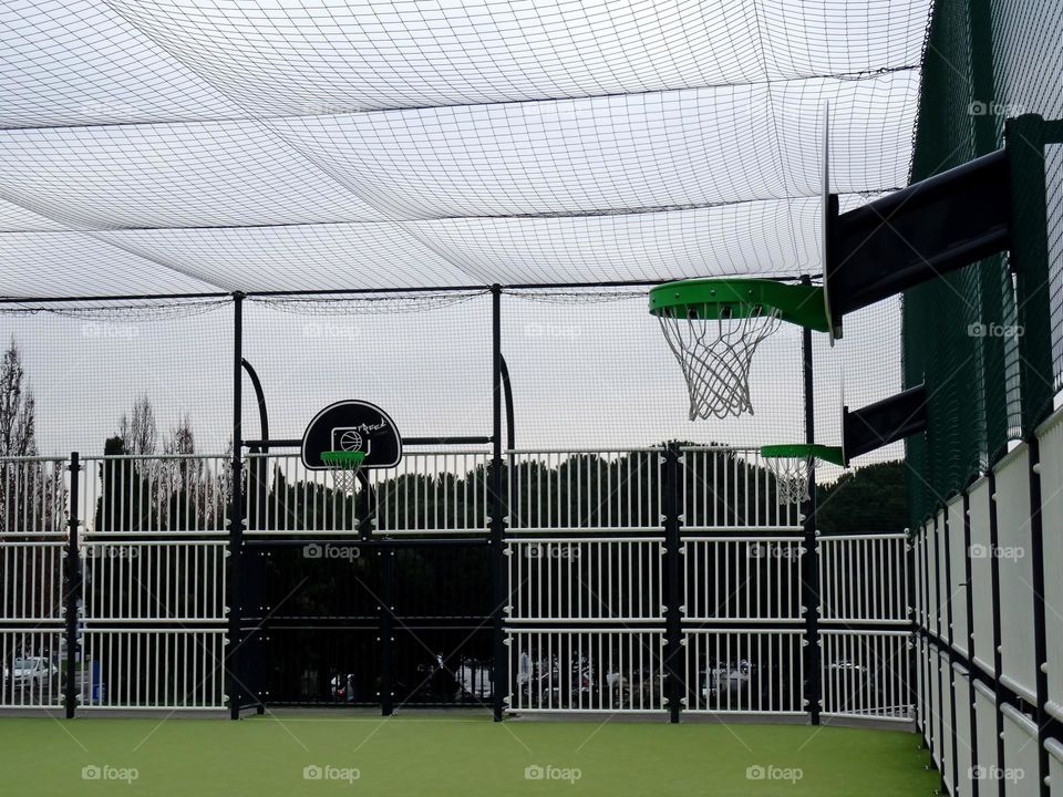 Basket ball tiny stadium area and clear sky