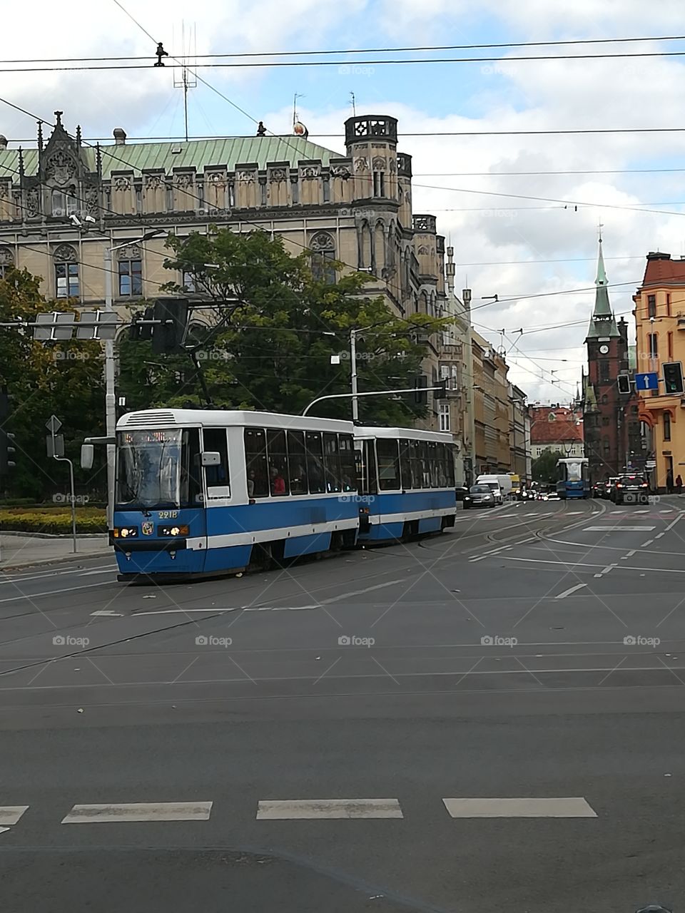 Blue tram