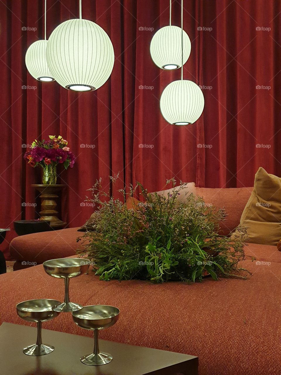 Interior design with round lamps