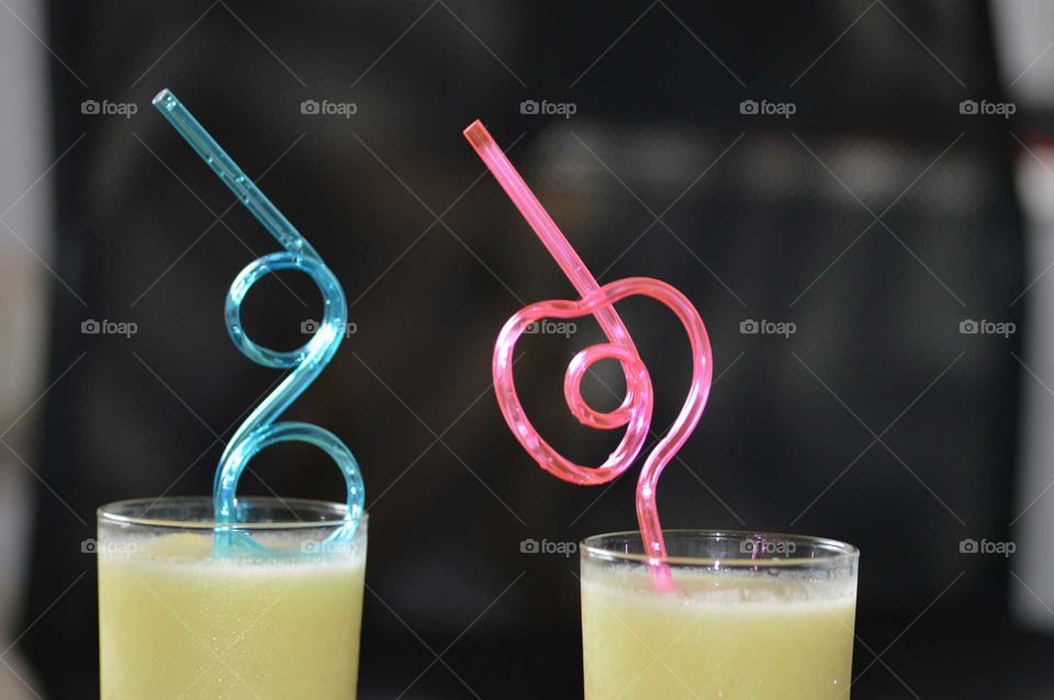 vitamin drink with twisted straw