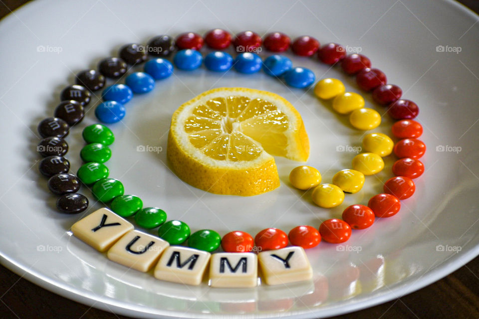 This photo is highly inspired by pacman! Who wouldn’t like to eat those lines of M&Ms? I would eat them in a second! 
