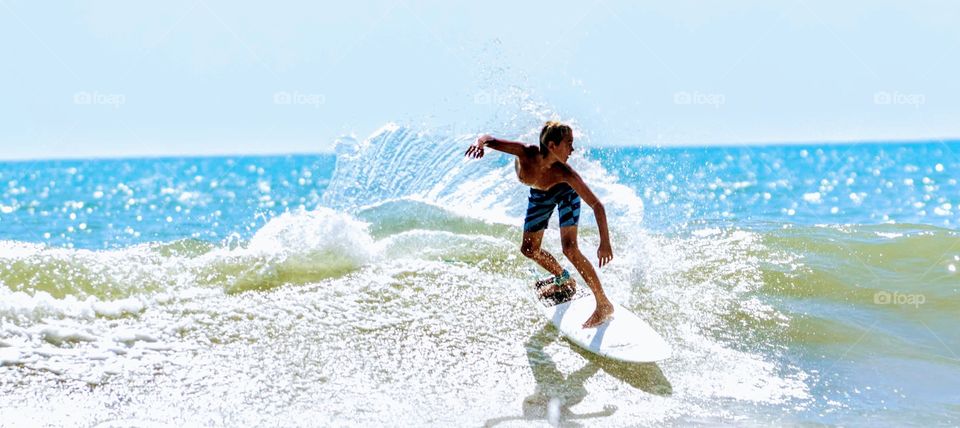 Surfer Spray Hang Ten Beach Ocean Surfing 
