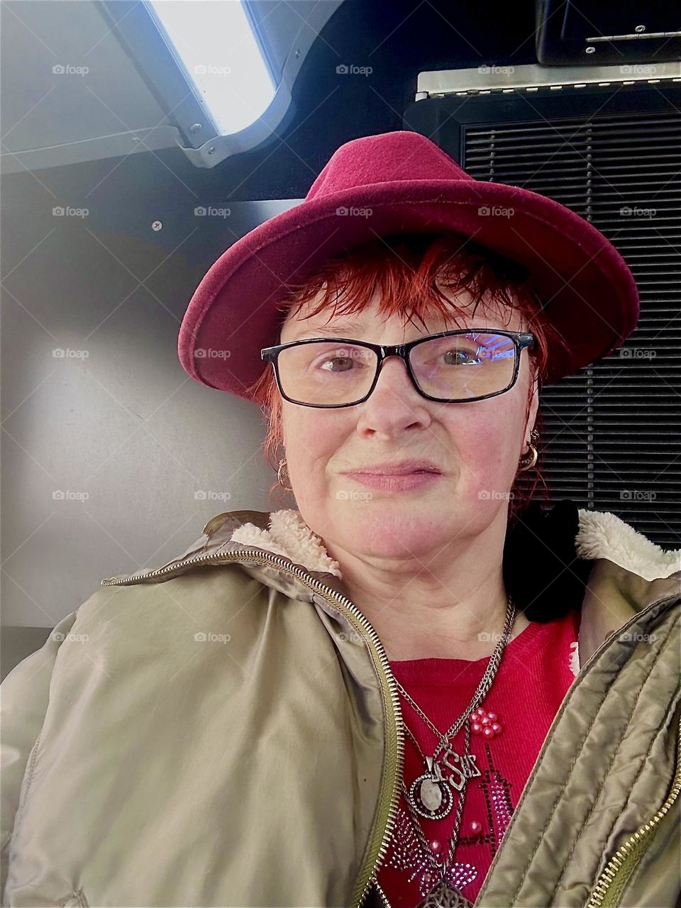 This is me, “Petra Schiller” a.k.a. “Maxine Firefox” a.k.a. “Maximiliane Feuerfuchs” riding the “B43” bus from “Greenpoint” to “Bushwick”, Brooklyn to run my monthly errands. 2024. Hypnotic Productions