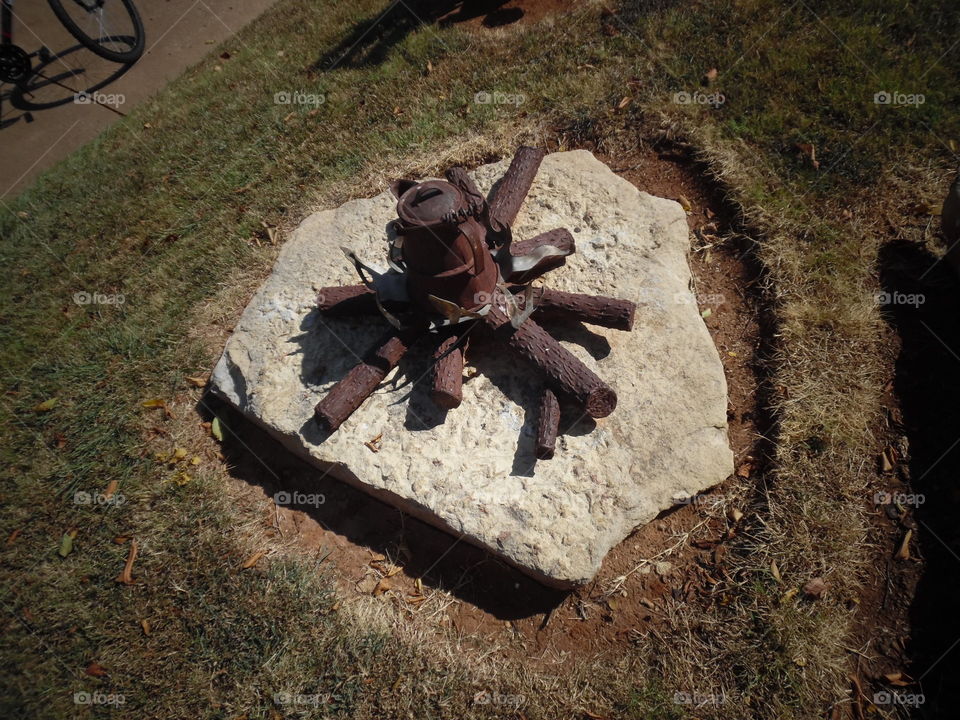 steel camp fire π₯ π¨. I took this picture of this steel camp fire π₯ in front of the local library in Graham Texas. π£ πΆ π π₯ π¨