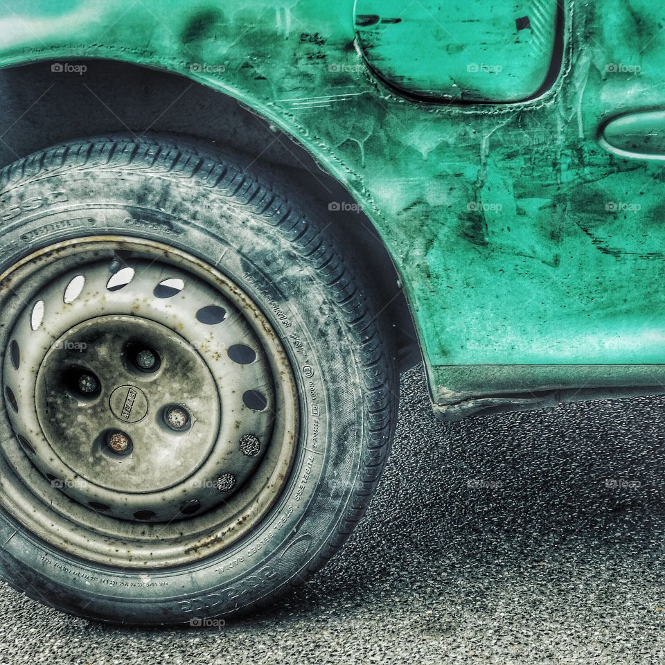 Detail of an old car
