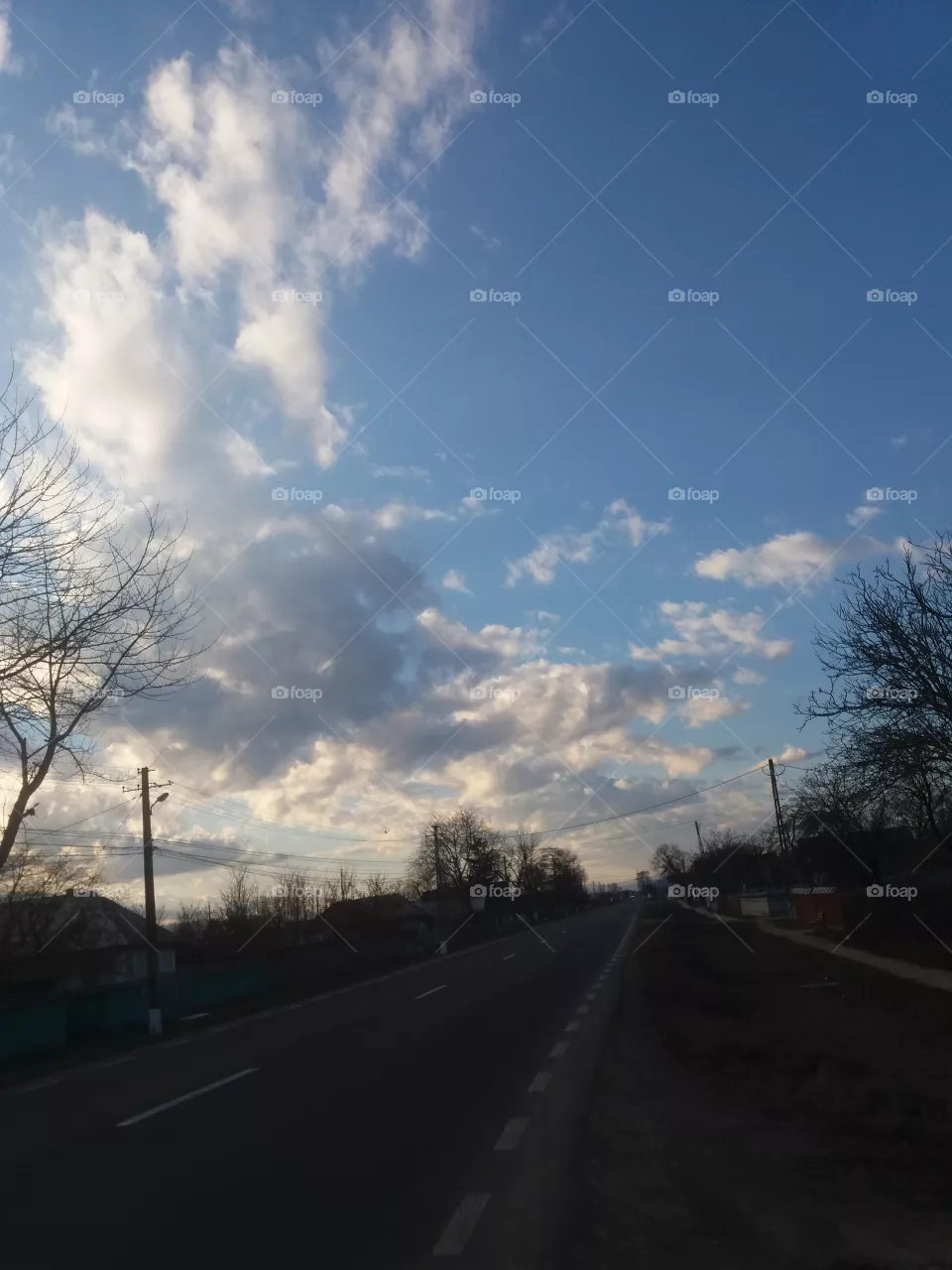 Landscape of a road with beautiful sky