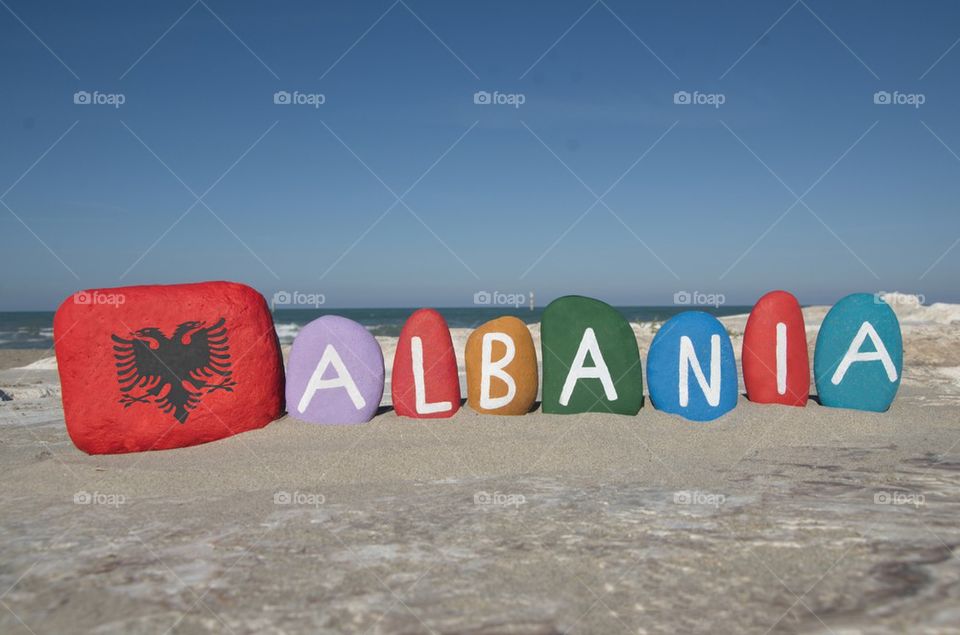 Albania, souvenir on colourful stones