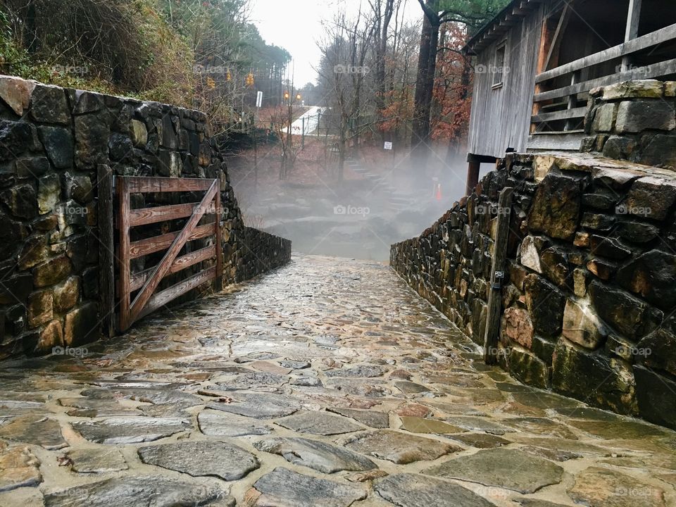 Stone walkway to base of mill