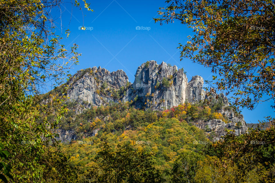 Low angle view of rock formation