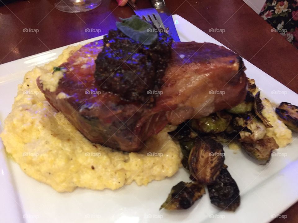 Prosciutto wrapped pork chop