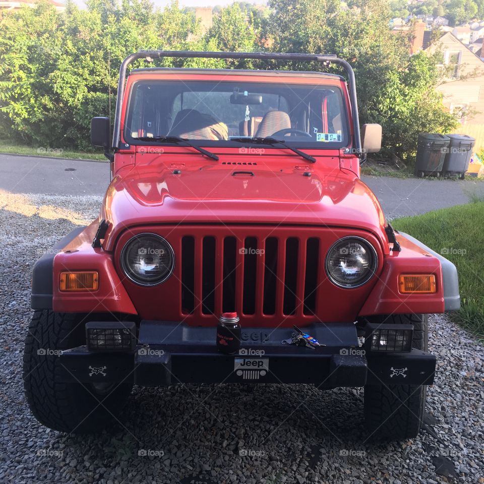 Red Jeep Wrangler 