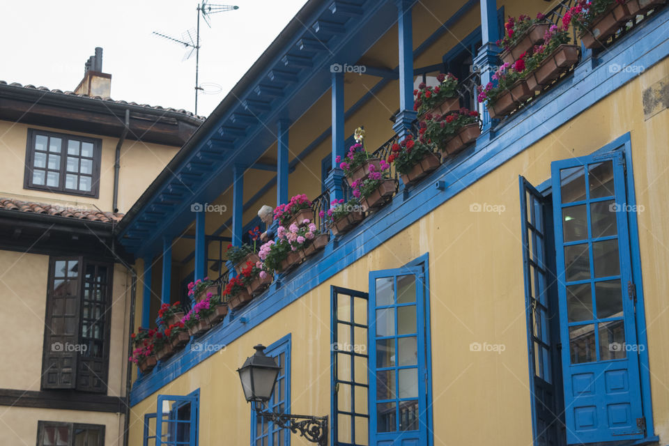 Asturias, colorful building at Asturias capital