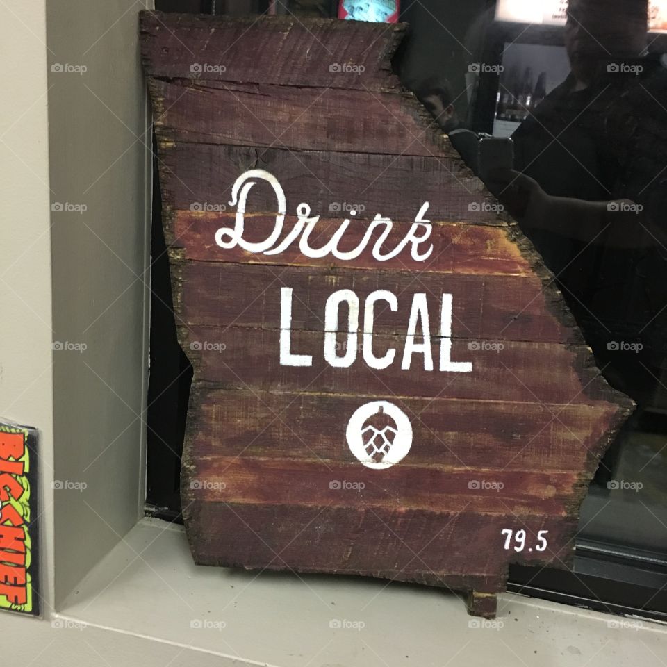 Drink local Georgia beer wooden sign