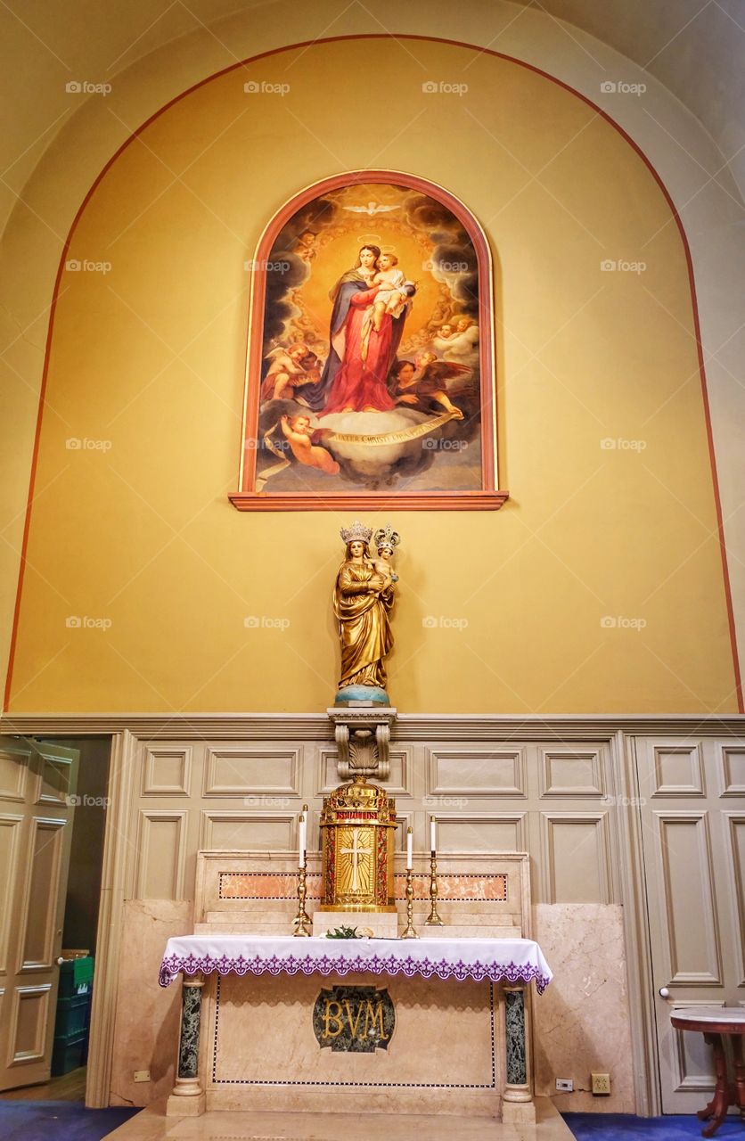 An altar at St Louis Cathedral, New Orleans, USA.