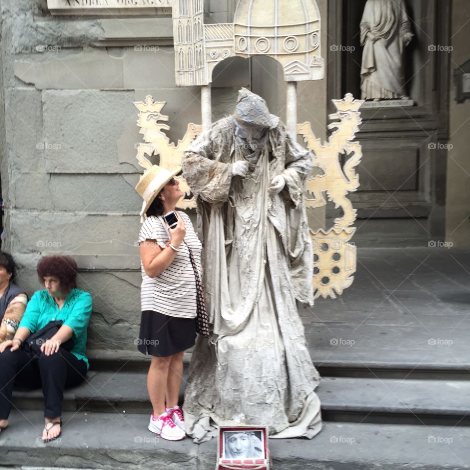 Human statue in Florence Italy 