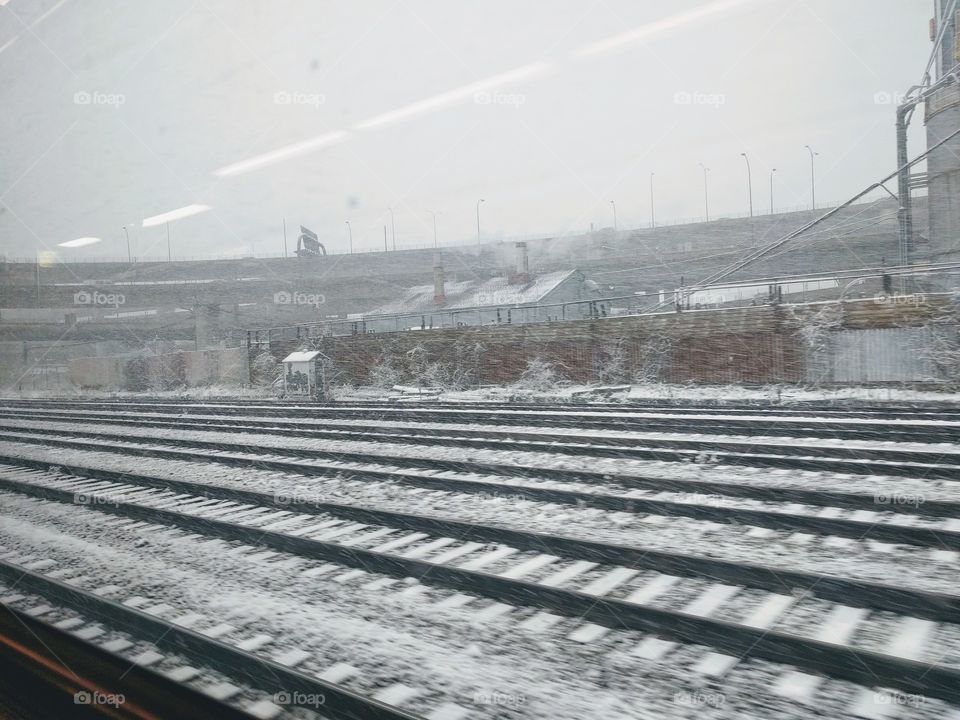 Winter train tracks