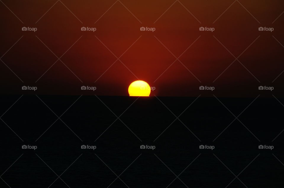 Amazing sunset at sea - Fire ball