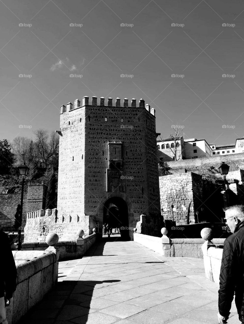 Alcantara bridge, building in Toledo, Spain Madrid, beautiful architecture and design in its structure.