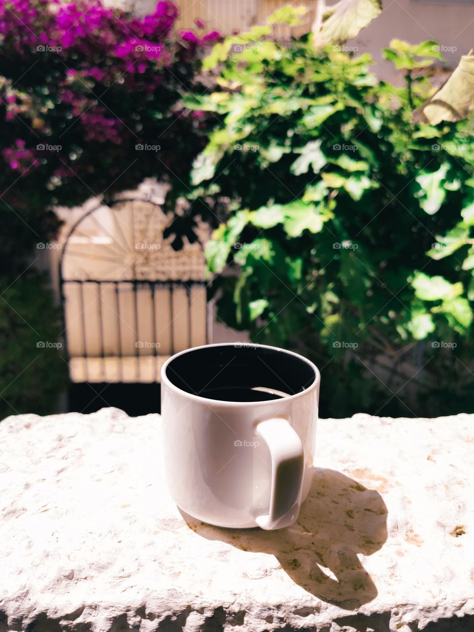 A cup of coffee in the garden