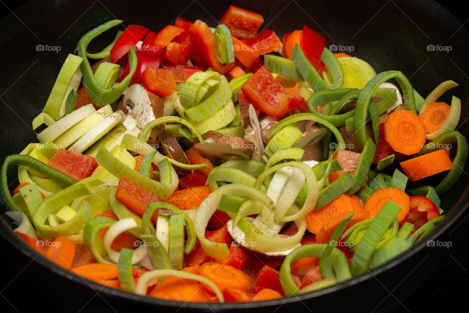 colorful vegetables in a pan