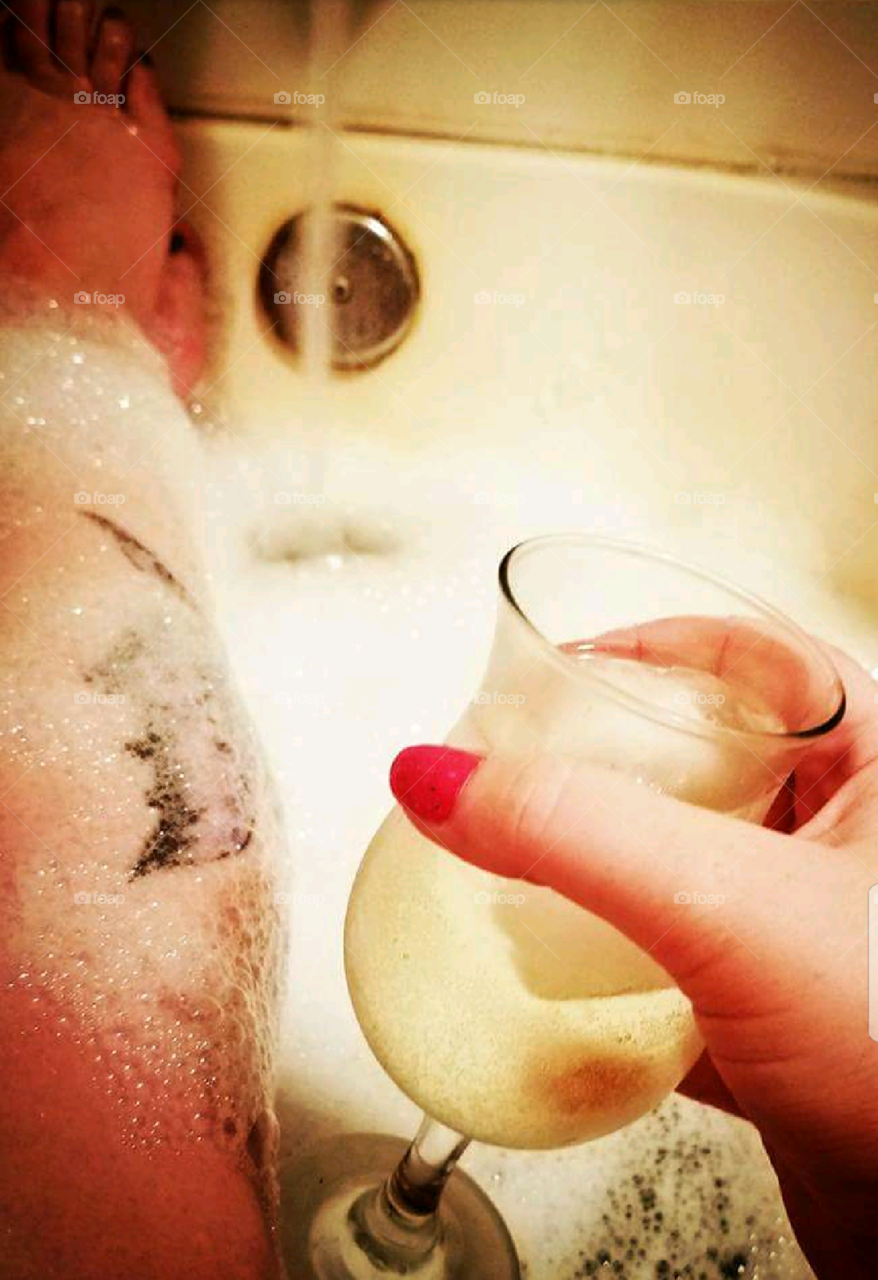 Bubble Bath and Wine