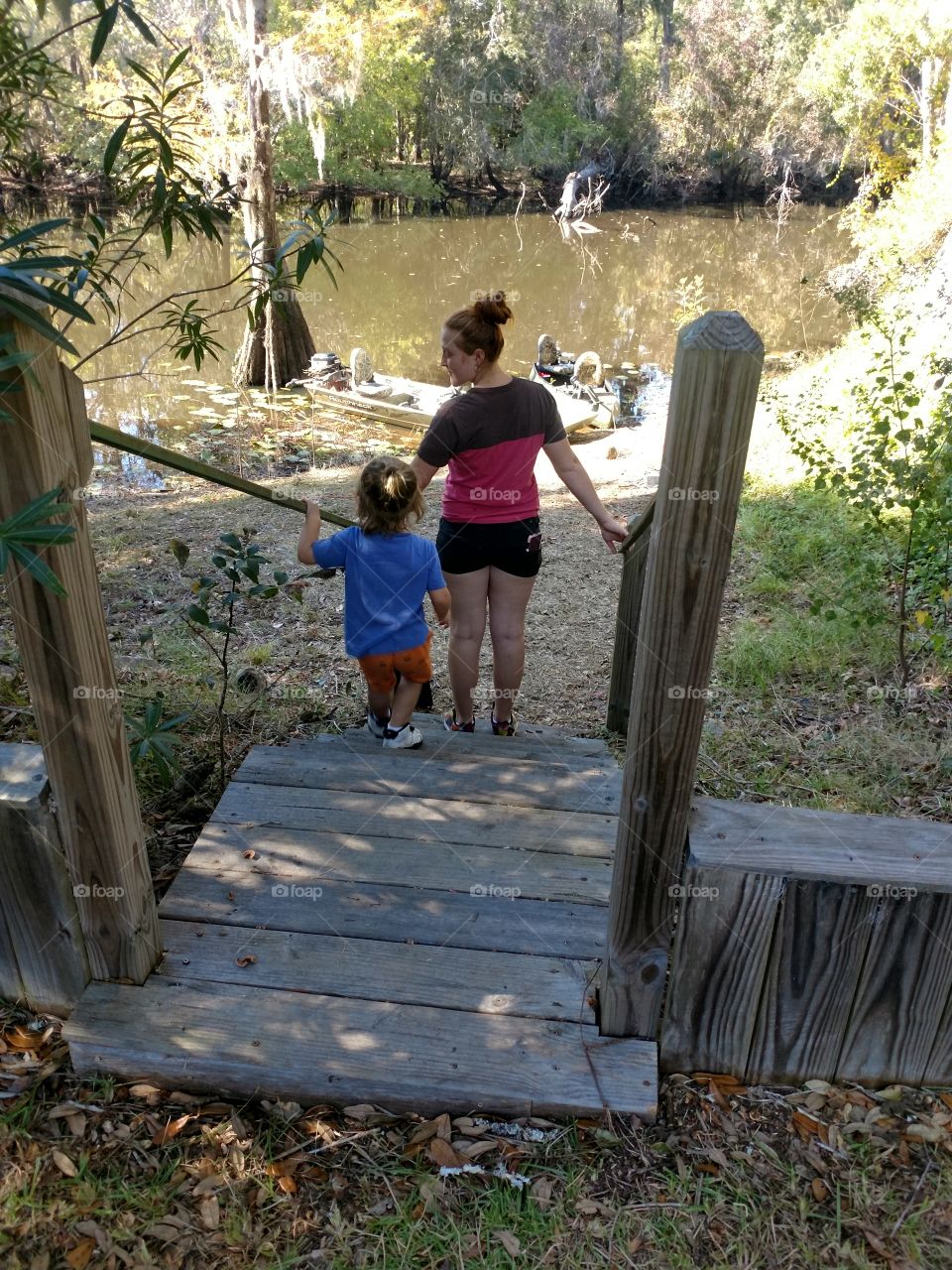mommy, son, river, fishing, Ogeechee River