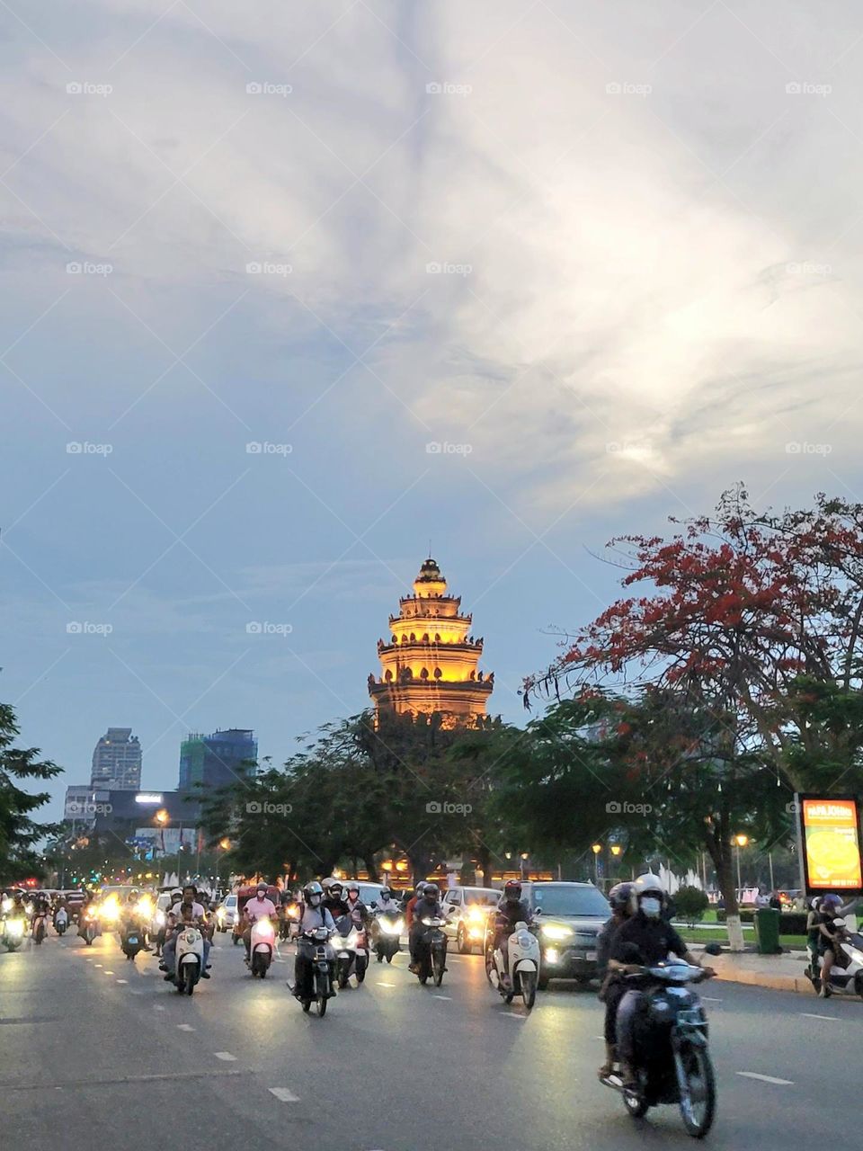 Clouds over the Independence Monument at Phnom Penh Cambodia