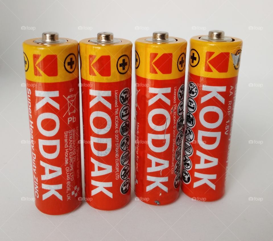 Kodak batteries on white background