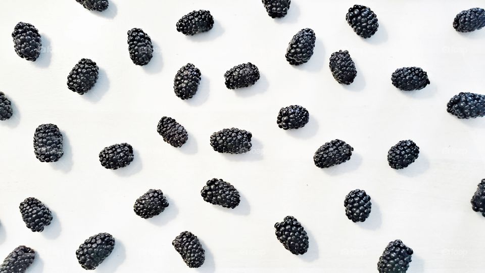 Blackberries on white background