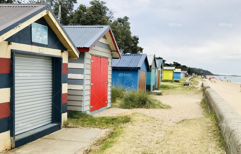 Beach Huts on Dromana Beach, Mornington Peninsula, Victoria, Australia 