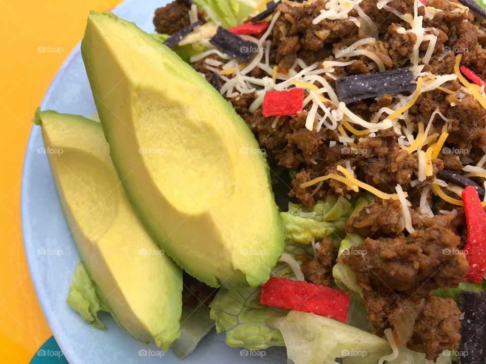 Taco Salad With Avocado Slices