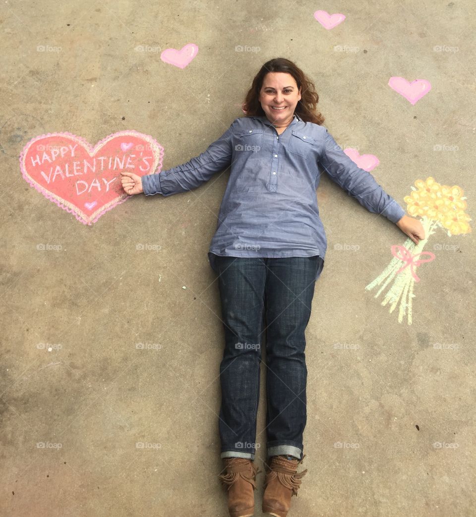 Sidewalk chalk fun for Valentine's Day!
