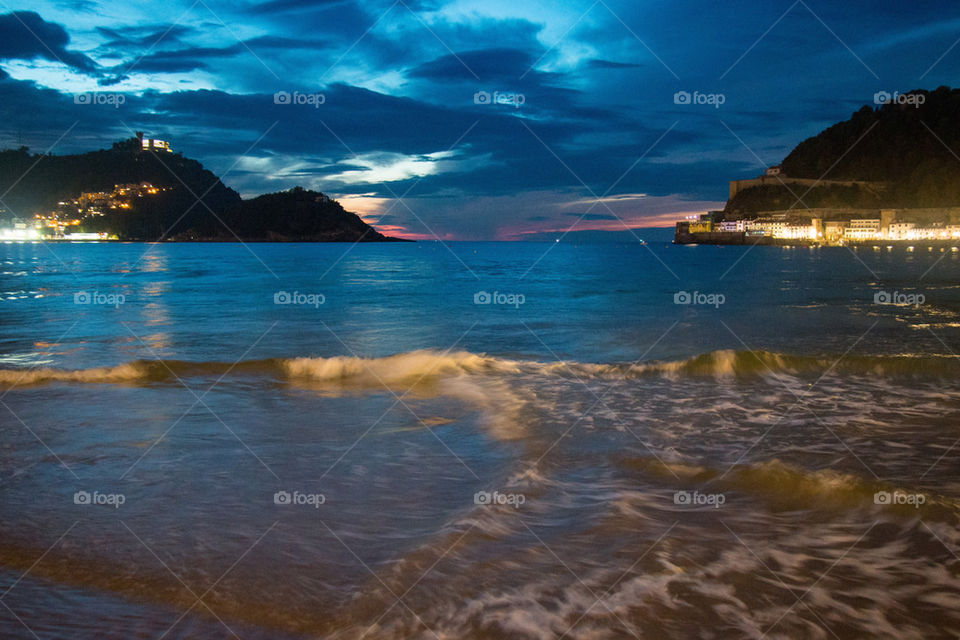La concha beach at night 