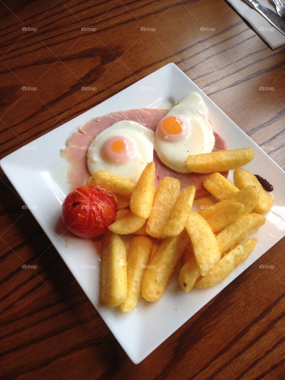 Ham, egg & chips. Ham, egg & chips