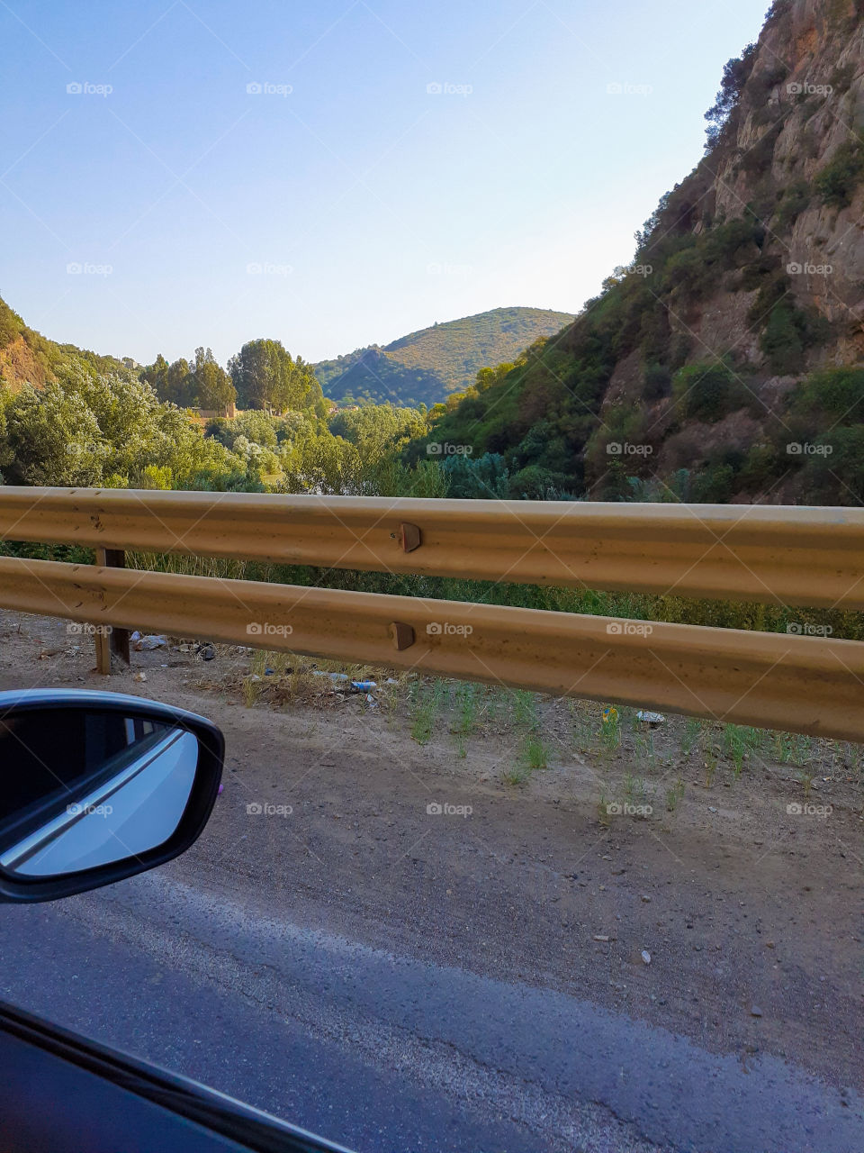 hills from a car view