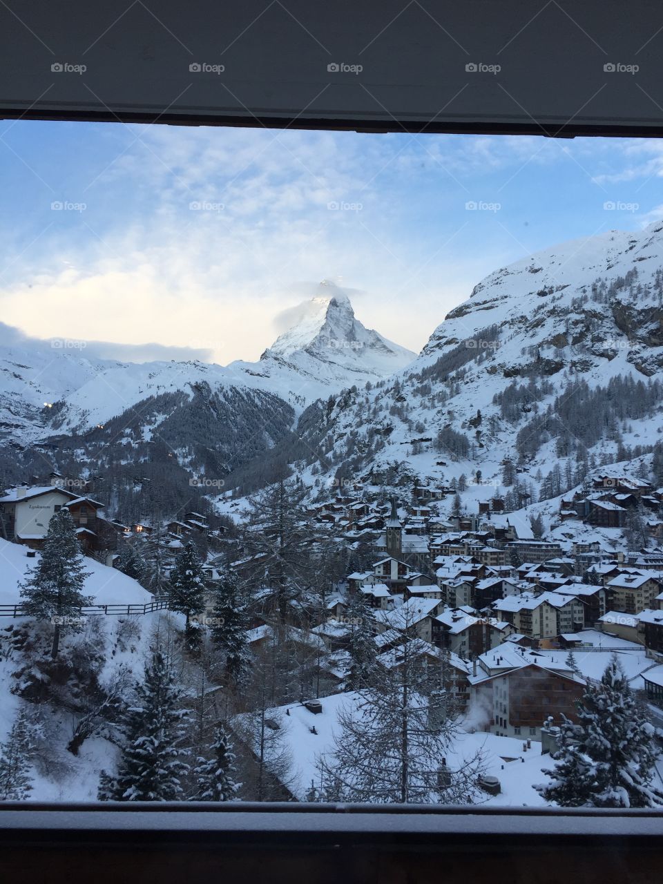 The Matterhorn, Switzerland. Shot from outside my hotel window
