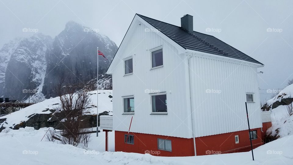Winter lodge cabin