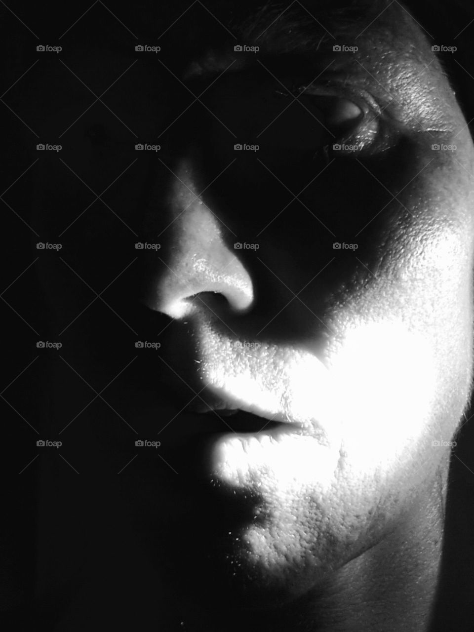 Face. Light on the face 