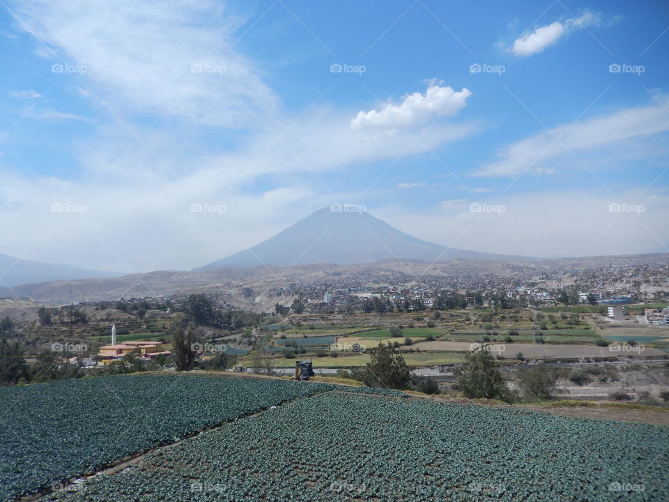 city agriculture Volcano blue sky