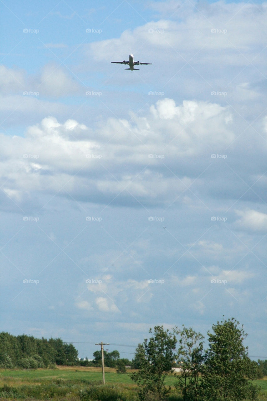 Landscape with airplane 