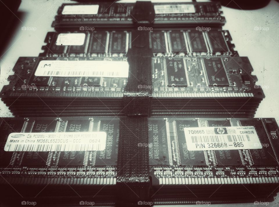 A vintage retro look at computer memory. "RAM" Random Access Memory