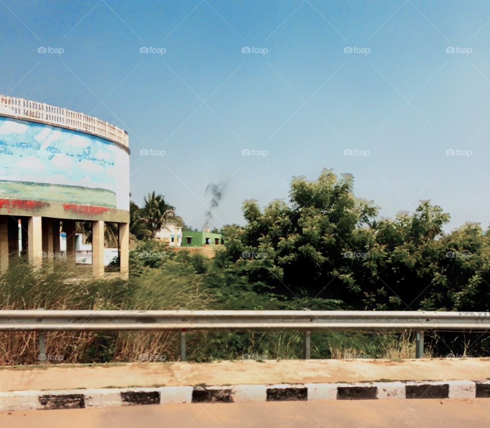 water tank in city 