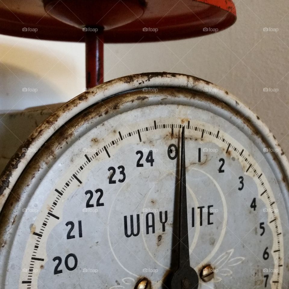 antique kitchen scale red